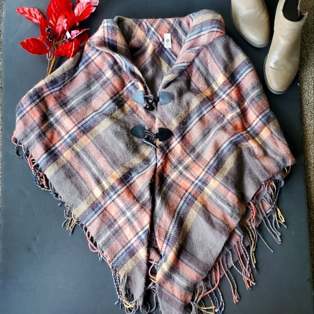 Versona plaid poncho wrap